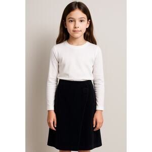 NWT Coco Blanc CCB black velvet wrap skirt with button age 12